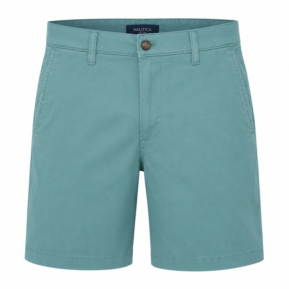 NAUTICA Deck Shorts Mens 32 Teal Green Classic Fit Stretch 8.5 Inseam